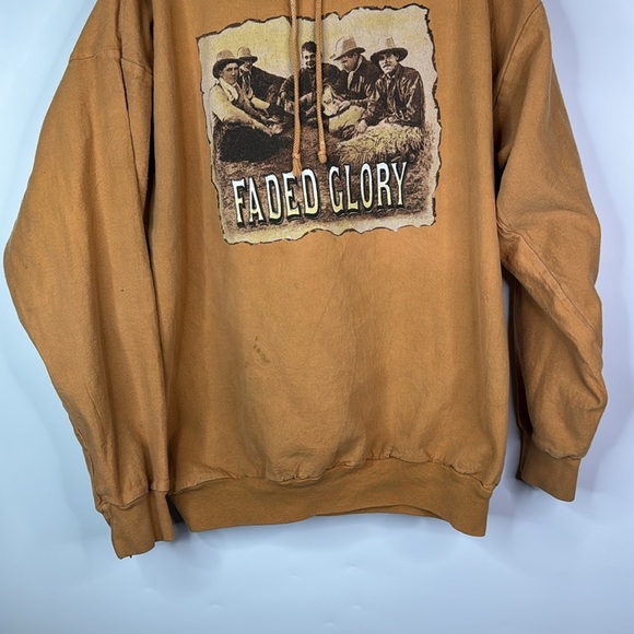 Vintage Faded Glory Orange Large Logo Hooded Sweatshirt Size Large - Picture 3 of 10